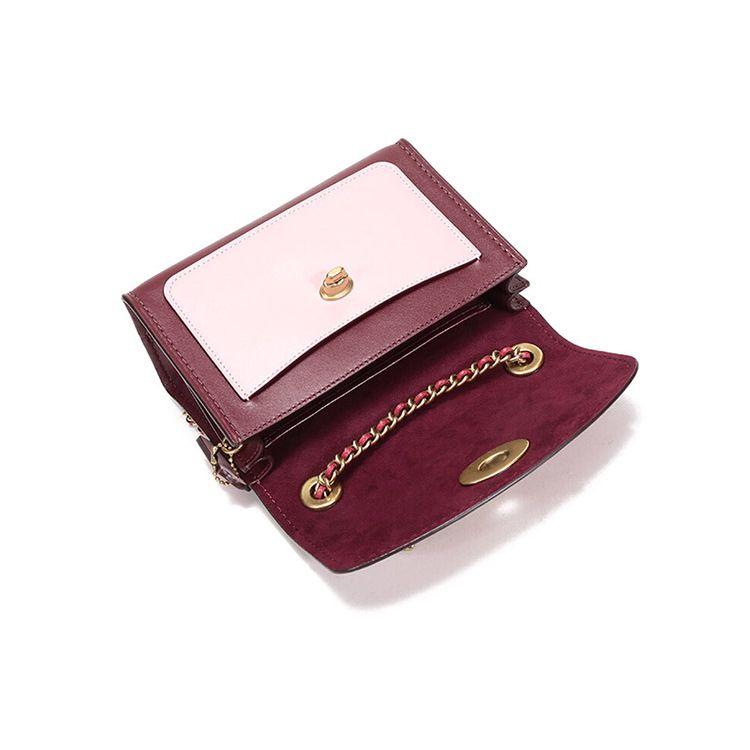 Coach Parker 18 Color Block Flap Chain Leather Crossbody Shoulder Bag Women Bags Red Apple 29390-B4P2Z