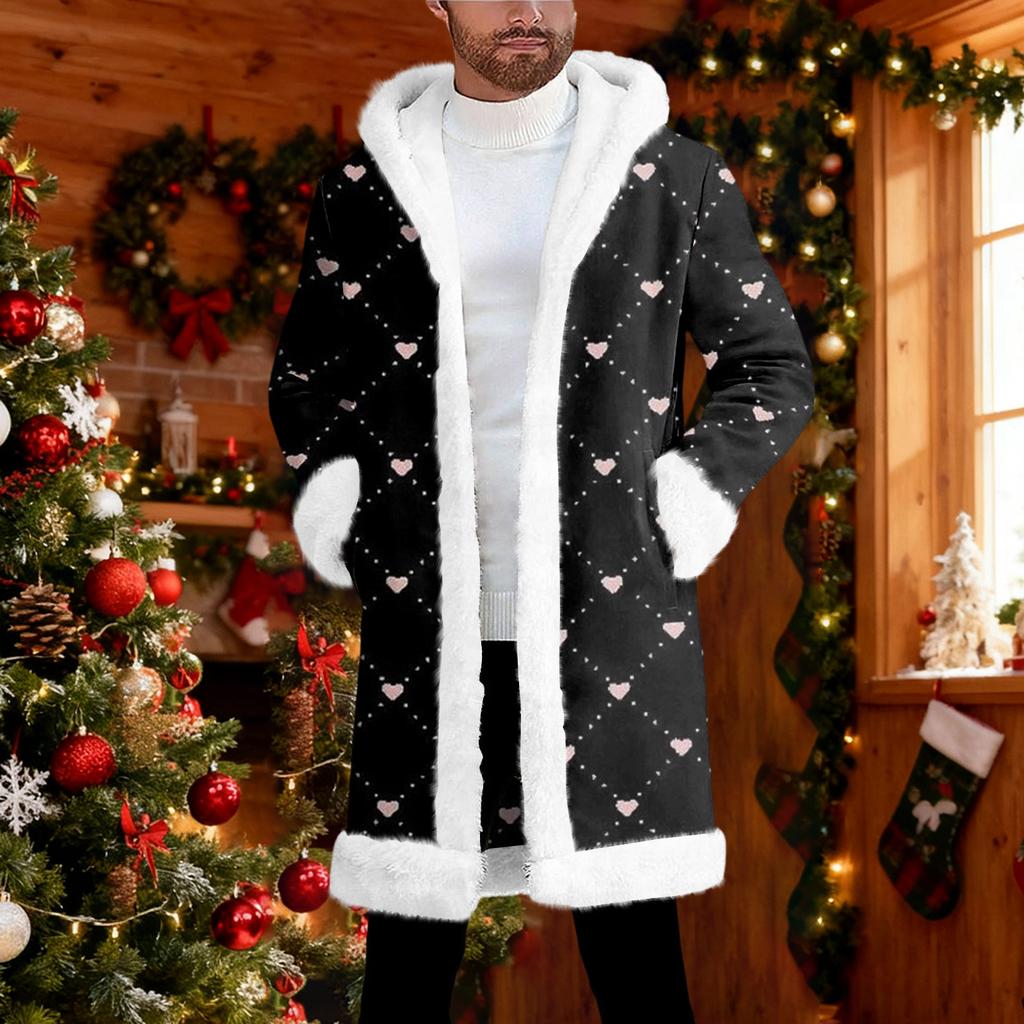 Herrkofta med huva, lång varm kappa