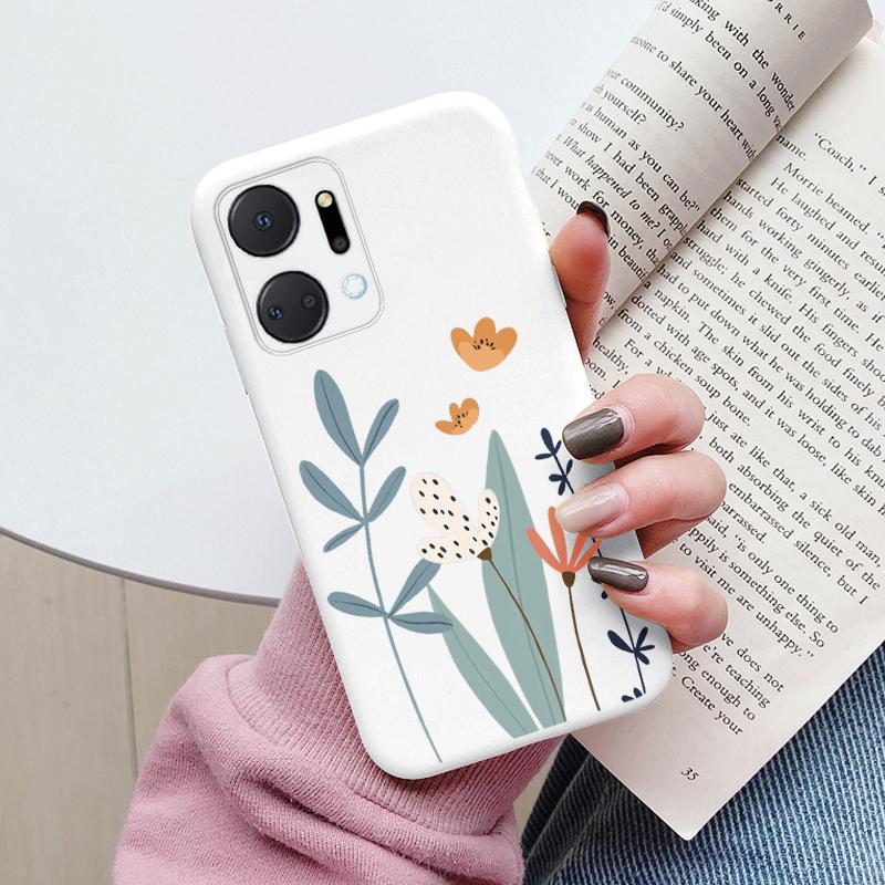 Case For Honor X7a 6.75 inch Cute Heart Flower Back Cover Soft Silicone Matte Protective Funda For Honor X7b X7c X7d X8b X8c TPU
