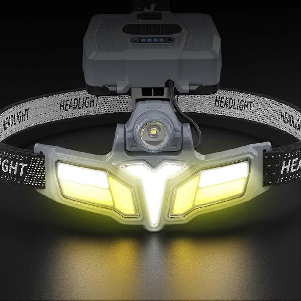 COB LED Headlamp USB Rechargeable Head Flashlight Work Light Outdoors