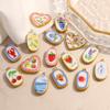 Stainless Steel Heart Cherry Fruit Flower Dog Colored Hand-painted Charms for Jewelry Making Necklaces DIY Material Colorfast