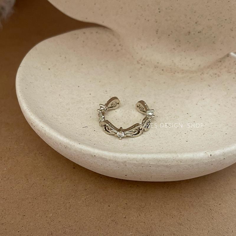 Korean Style Gold Zircon Butterfly Star Moon Adjustable Ring for Women - Exquisite High-End Design