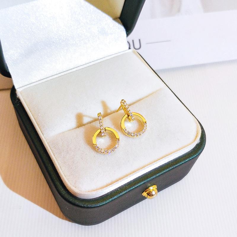 

Маленькие свежие круглые серьги-гвоздики модные бриллиантовые серьги