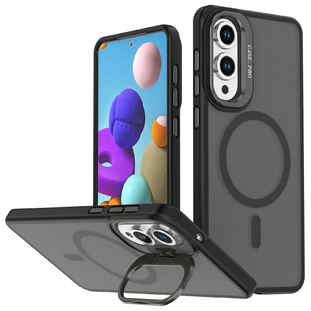 For Samsung Galaxy S25 Edge Magnetic Case Foldable Kickstand Matte PC + TPU Phone Cover