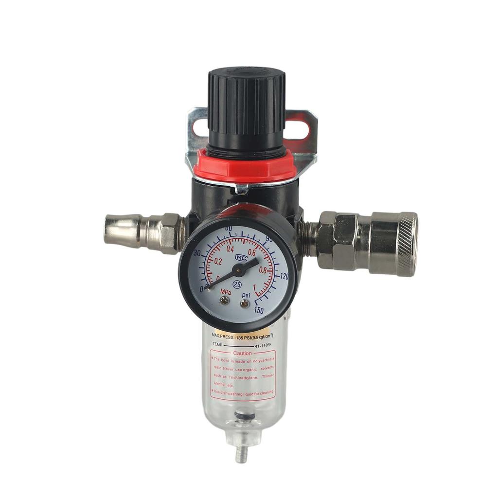 1/4 Inch AFR-2000 Air Filter Water Separator Trap with Adjustable Pressure Regulator for Compressed Air Systems