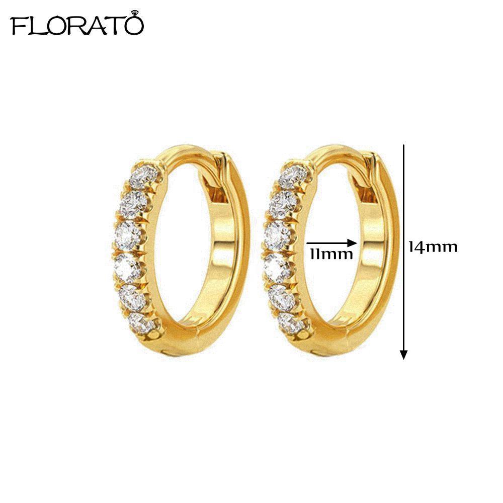 925 Silver Needle Crystal 9mm Small Hoop Earrings for Women Minimal Huggie Earrings Colorful Zircon Piercing Earrings Jewelry