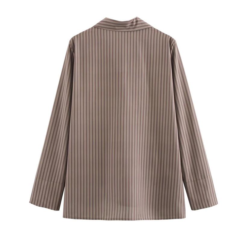 Women's Striped Asymmetrical Shirt & Pajama Pants Set