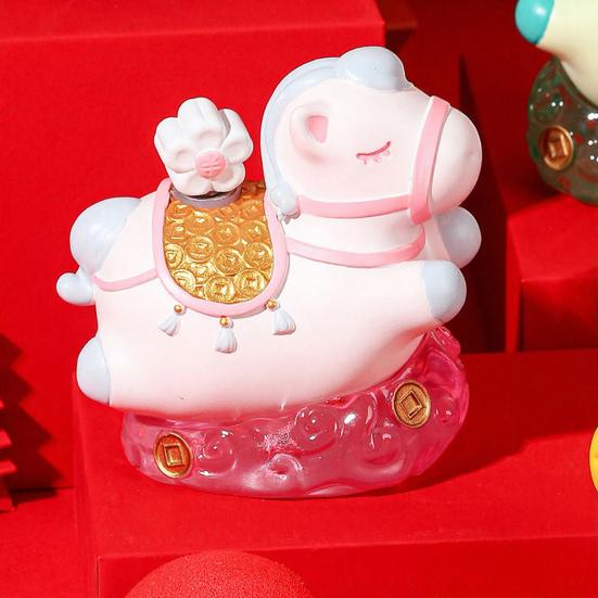 Chinese Style Cartoon Horse Figurine Bring Good Luck Fortune Hand-painted Resin Pony Statue Home Office Desktop Feng Shui Decoration Ornament