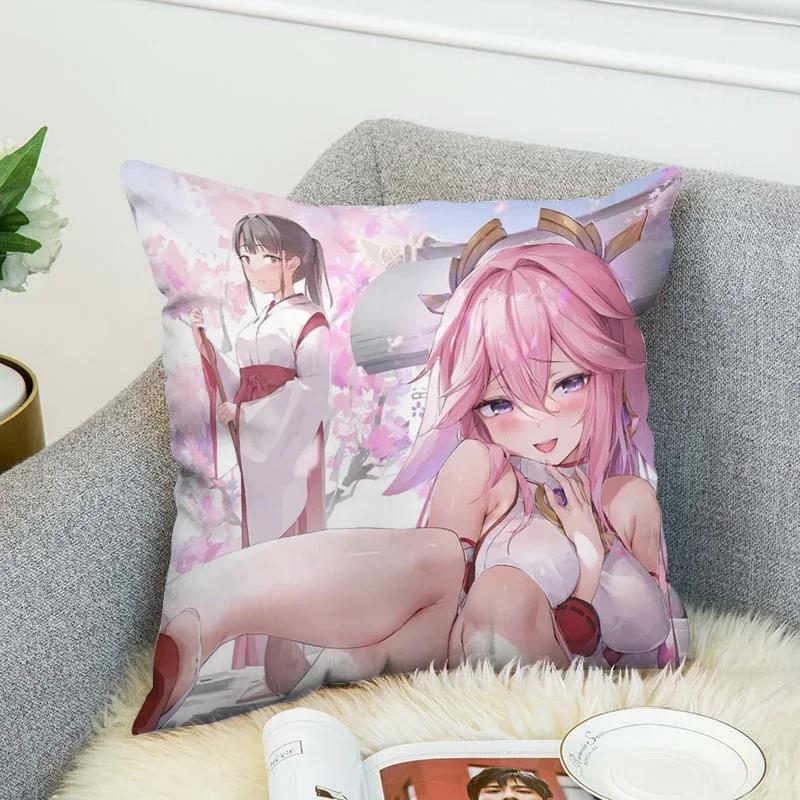 Genshin Impact Pillow Covers Decorative Cushions Cover for Sofa Pilow Cases Sleeping Pillows Pillowcase Fall Decor 45x45 Cushion