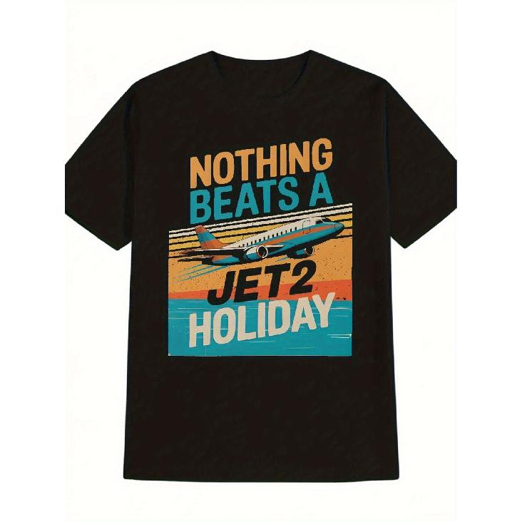 Men'S Jet2 Logo & Airplane Graphic T-Shirt - Officially Licensed Aviation Crew Uniform Style Tee with Jet2 Slogan Print, Relaxed Fit Short Sleeve