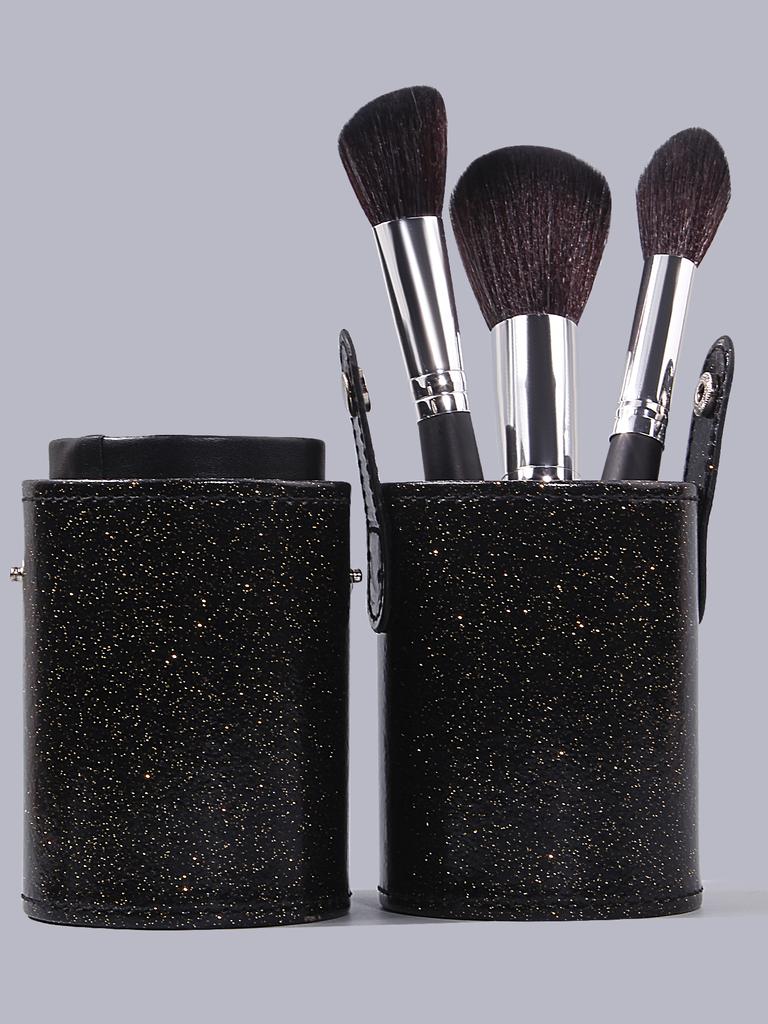 Black Makeup Brush Storage Bucket with Lid, Dust-proof Dressing Table, Cosmetics Storage Box, Lipstick and Eyeshadow Pen Holder