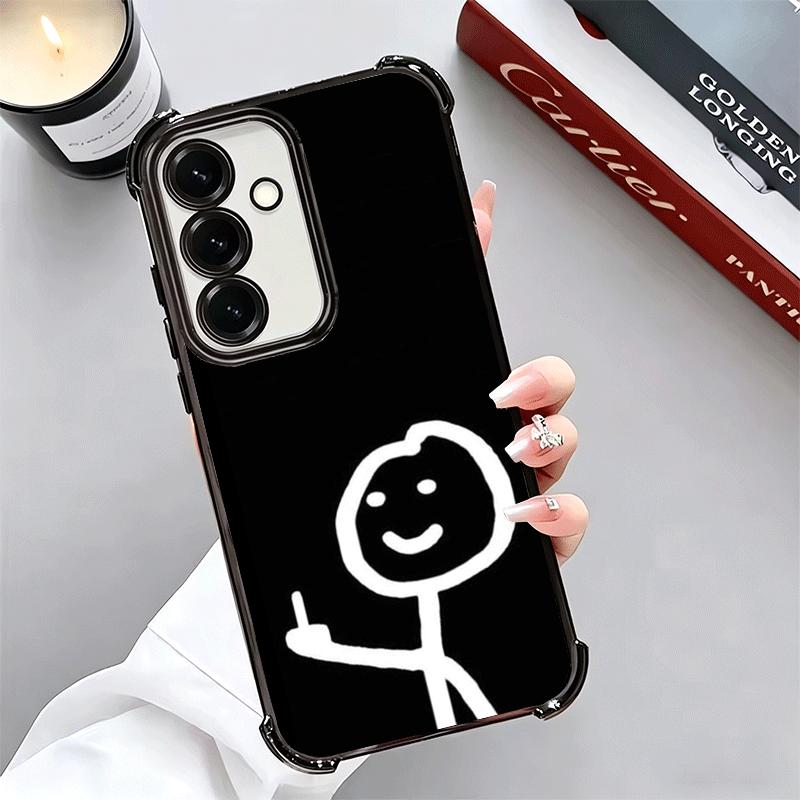 Funny Stickman Matchman Plating Phone Case For Samsung A17 A07 A37 A57 A16 A56 A15 A55 A14 A54 A13 A53 A26 A36 A25 A35 A24 A34 A