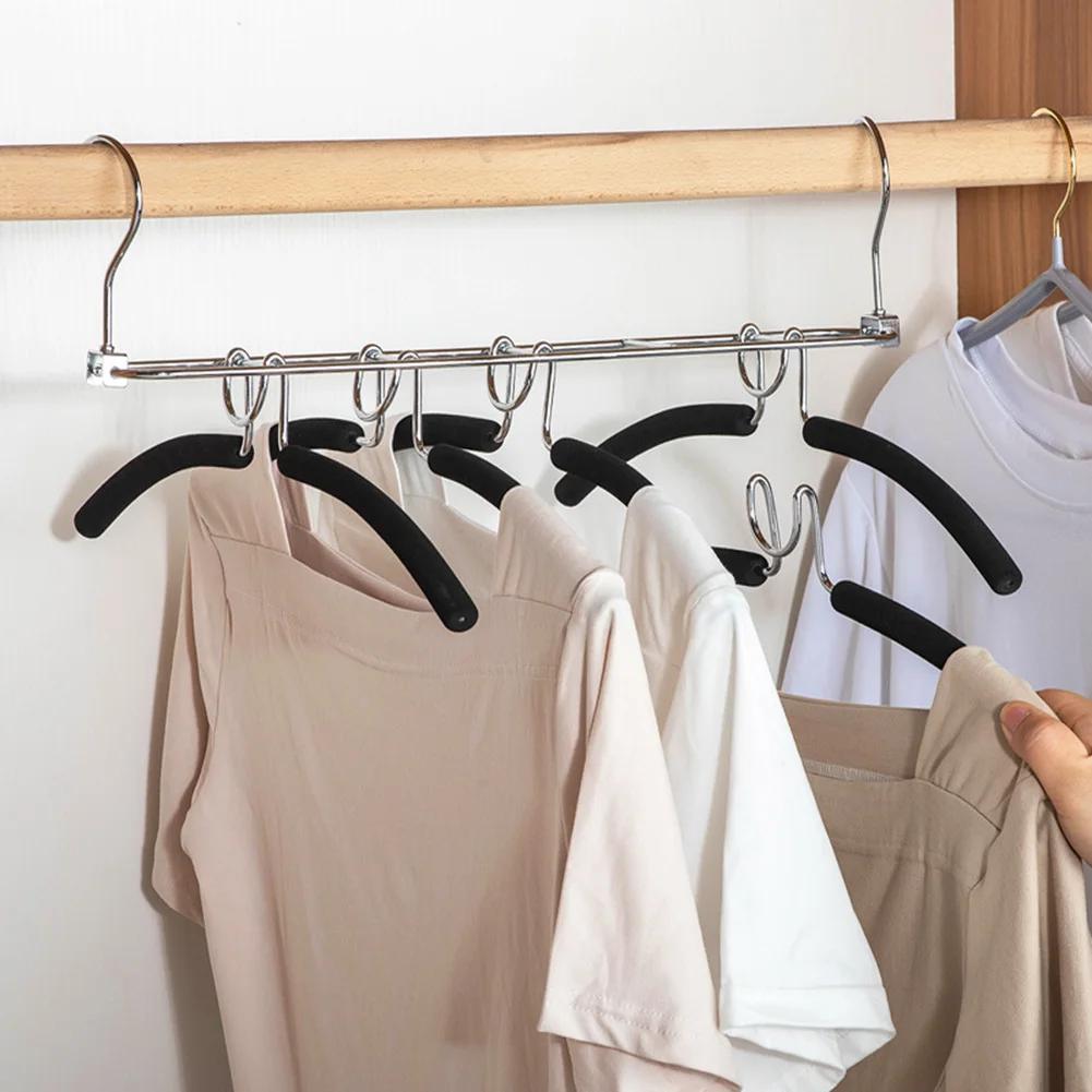 Metal Clothing Hangers, 5 Layers Anti Slip Padded Closet Organizer,Space Saving Magic Drying Rack, Heavy for Coat Suits Sweaters