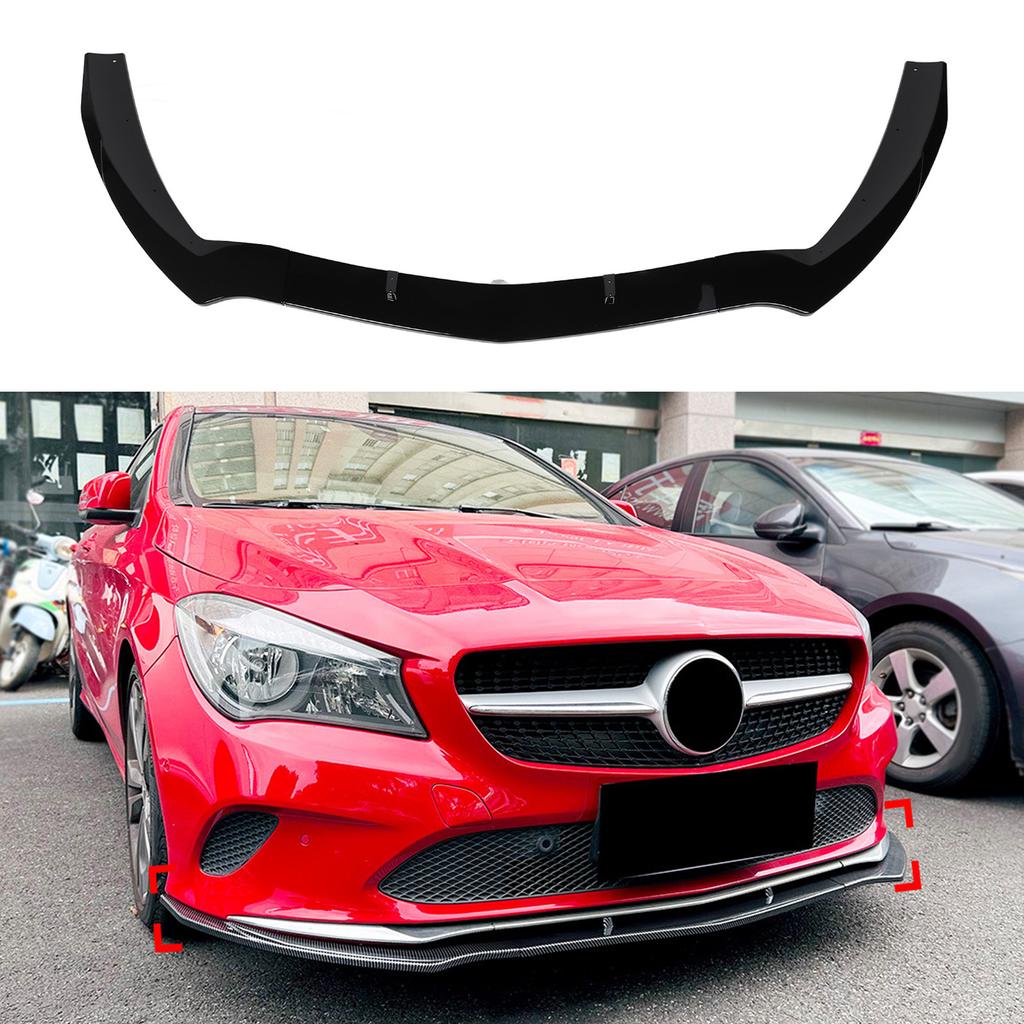 3PCS Front Bumper Lip High Strength ABS Bumper Lip Spoiler Body Kit for CLA-Class C117 Facelift Standard 2016-2019