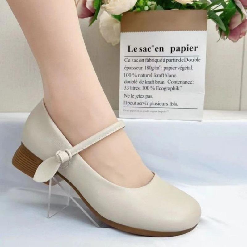 Spring and Autumn Soft Leather Soft-soled Single Shoes Women's Leather Shoes New Shoes Comfortable Jane Shoes Shallow Mouth Mary Jane Shoes