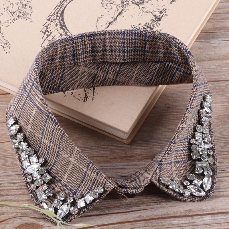 White Fake Collar Women Elegant Diamond Detachable Collars for Women False Shawl Shoulder Wrap Lapel False Collars Woman Tie