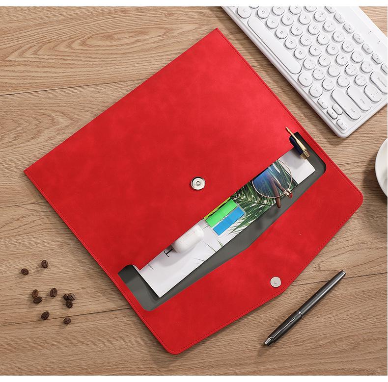 A4 Leather Waterproof Briefcase Folder with Large Capacity for Business Meetings