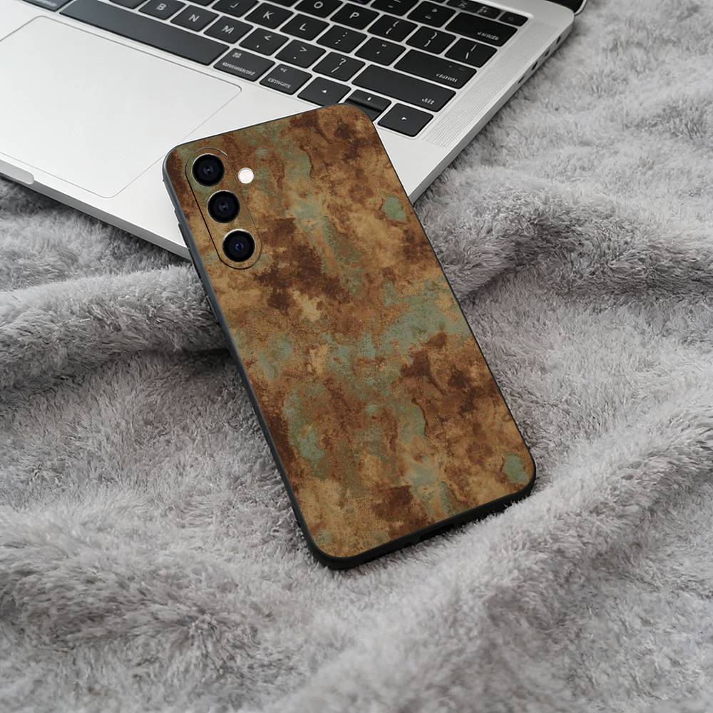 Natural- rust- texture Phone Case For Samsung Galaxy A73,A71 A72,A70,A53,A52,A51,Soft Silicone Black Cover