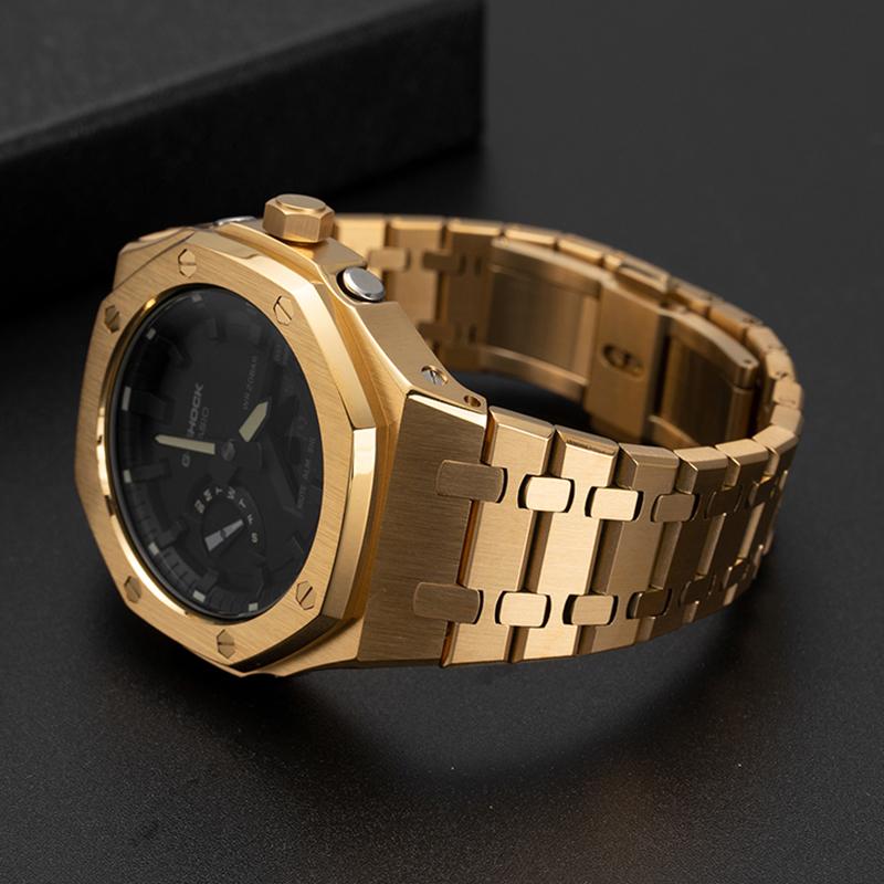 Pro Casio G-Shock GA-2100 GA-2110 Dubový statek Modifikovaná nerezová ocel Styl AP 3. generace 4 zástupci s pouzdrem