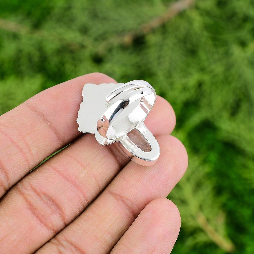 Natural Moonstone Engagement Handmade Statement Stackable Ring Sterling Silver