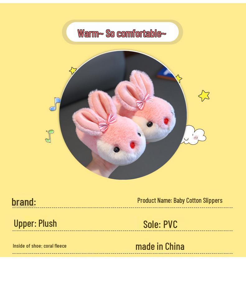 Winter Indoor Non-Slip Cotton Slippers for Children Aged 1-3, Boys and Girls