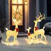 Reindeer Family with Red Bows, 283 LEDs, Christmas Lights, Weatherproof, Silver