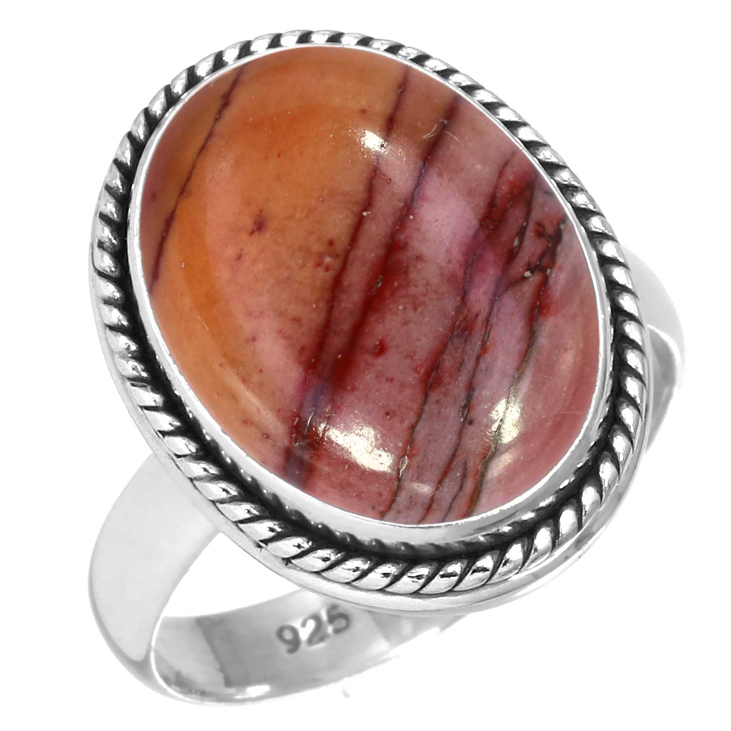 

Кольцо из стерлингового серебра 925 пробы, женское украшение ручной работы с драгоценными камнями, подарок на Хэллоуин, мукаит, монтанский агат, моховой агат, колючая устрица, родонит, костюм глаза Шивы 11.5