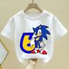 Sonics Kids T-shirts Cartoon Birthday Numbers Printed T Shirts Baby Boys Cotton Short Sleeves Tops2025 Summer Children Clothing