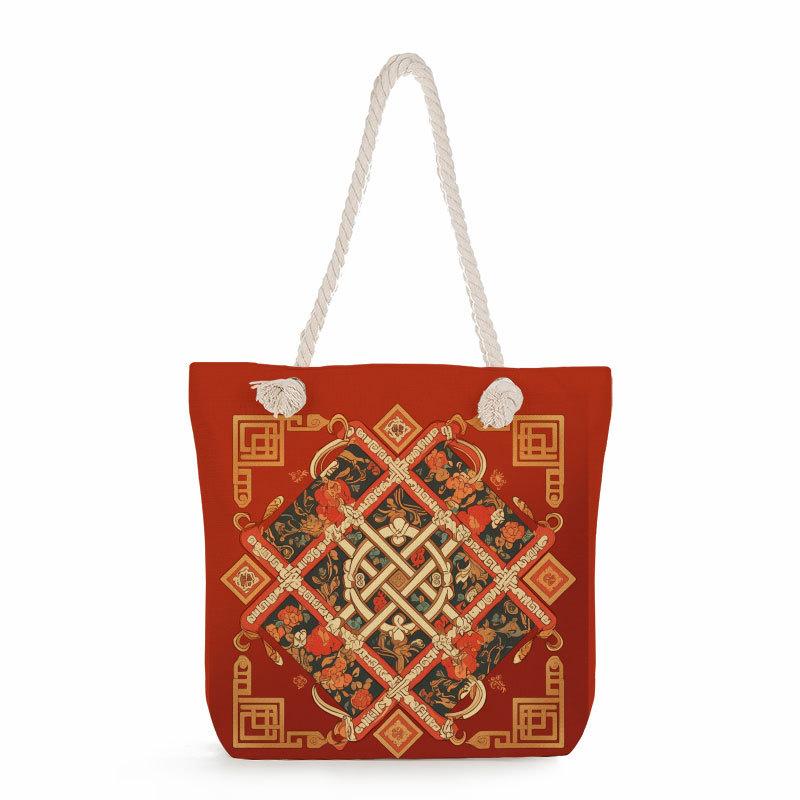 Chinesisches Knotenmuster dicke Seil-Einschulter-Strandtasche 7350 KTB