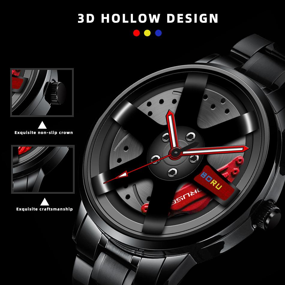 Casual Men's Watch Stainless Steel Watch Fashion Business Men's Watch Sports Watch Personality Watch Quartz Watch Car Hub Watch