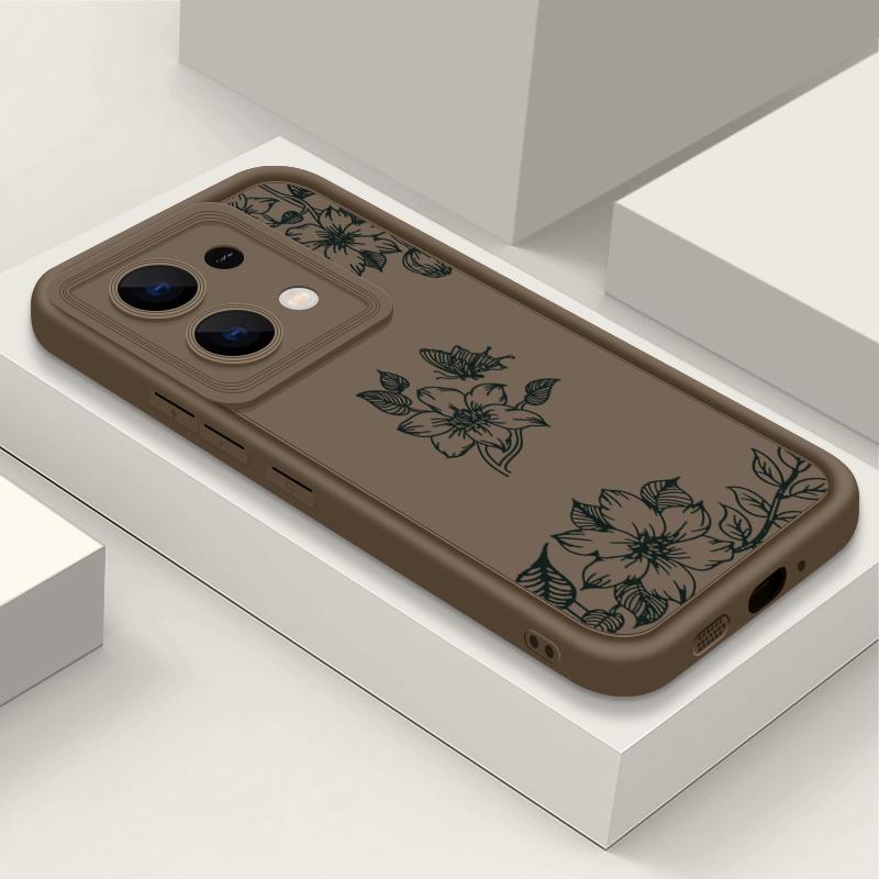 

Телефон с узором в виде цветка лилии для Xiaomi 14t 13t Poco X6 X5 F6 Pro Redmi Note 14 13 12 11 10 Pro Противоударный силиконовый мягкий защитный матовый чехол для линз Redmi Note 13 Pro 5G кофейный