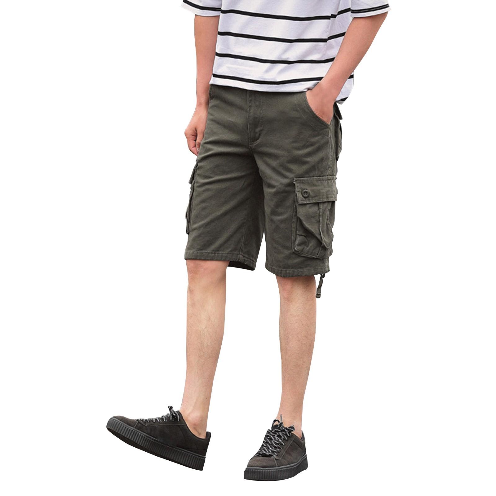 

Summer Cargo Shorts, Three-quarter Length Pants For Men, Solid Color Casual Trendy Pants 30 армія зелений колір