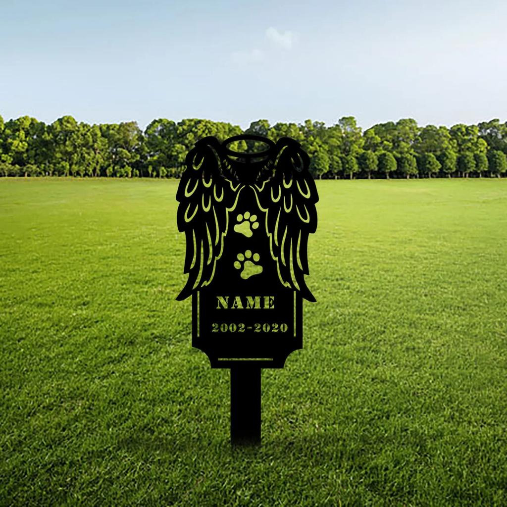 Metal Pet Memorial Garden Stake, Dog Cat Grave Marker Outdoor Plaque