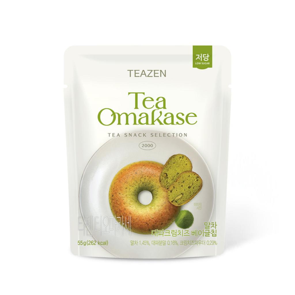 [TEAZEN] Tea Omakase Low Sugar Bagel Chip 55g Matcha Green Onion Cream Cheese