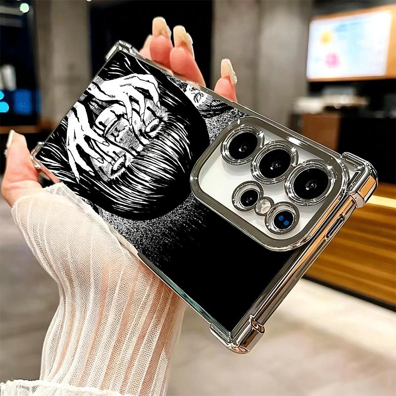 Japanese Horror Anime Plating Phone Case For Samsung Galaxy S24 S25 FE S26 Edge S23 Ultra S22 S21 Plus S20 Anti-Fall Airabag Cov