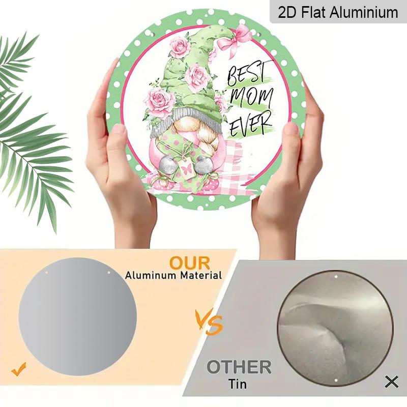 2D Flat 1pc, 8x8 in, Printed Aluminum Metal Signage, The Best Mom Decoration, Suitable for Doors, Walls, Home, Room Decoration, Farmhouse Decoration