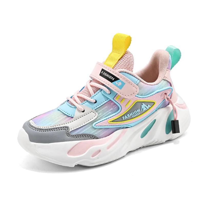 New Kids Girls Sneakers Breathable Mesh Running Shoes Lightweight Soft Sole Sports Shoes for Children School Walking Tennis