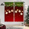 2pcs Festive Christmas Curtain Set-Snowman Pine Tree Design Polyester Rod Pocket, Machine Washable forLiving Room Bedroom Study