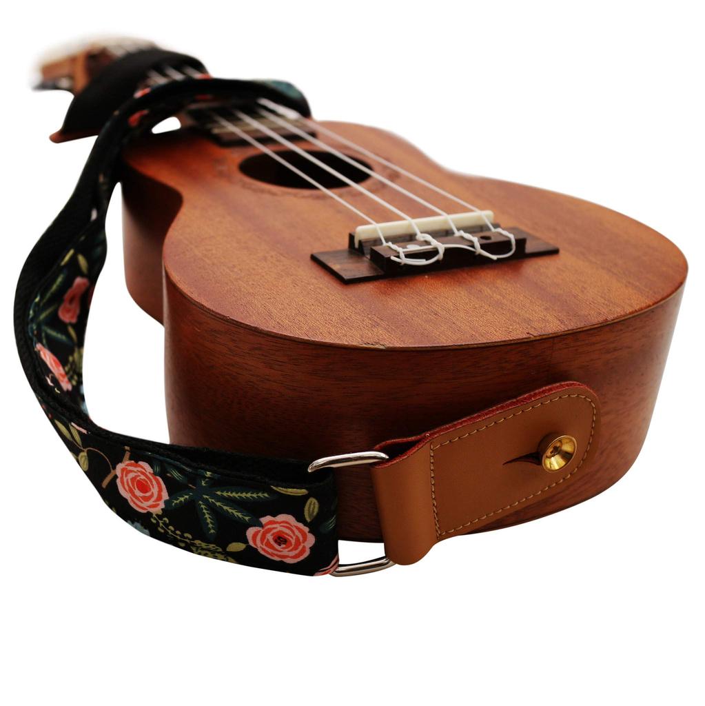 Original Design Night Soft Cotton Genuine Leather Ukulele Strap Ukulele Shoulder Strap Includes 1 Branded Strap Locker [MUSIC FIRST] &quot;Dark Garden&quot; &amp;