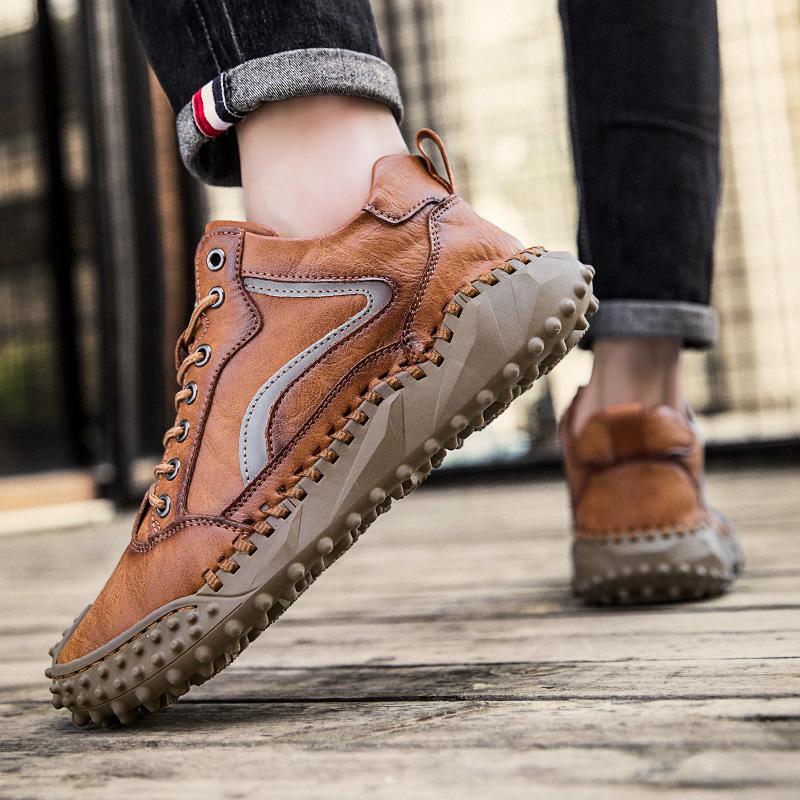 Spring /fall Handmade Leather Boots Men Shoes Comfortable Ankle Boots for Men Casual Shoes Large Size Tooling Shoes
