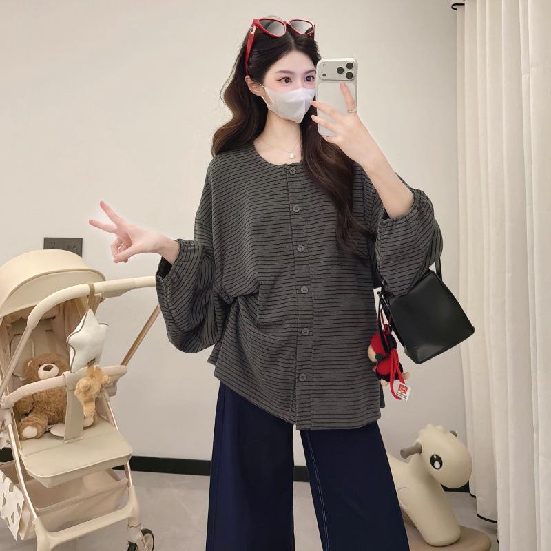 2026 Spring Korean Style Maternity Loose Puff Sleeve T-Shirt - Women's Fashionable and Simple Design