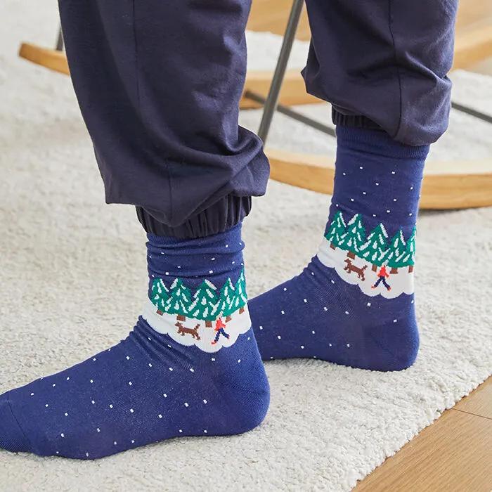 Winter fDAPHNÉ LAURELst. Soft Organic Non-Compression Illustrated Socks