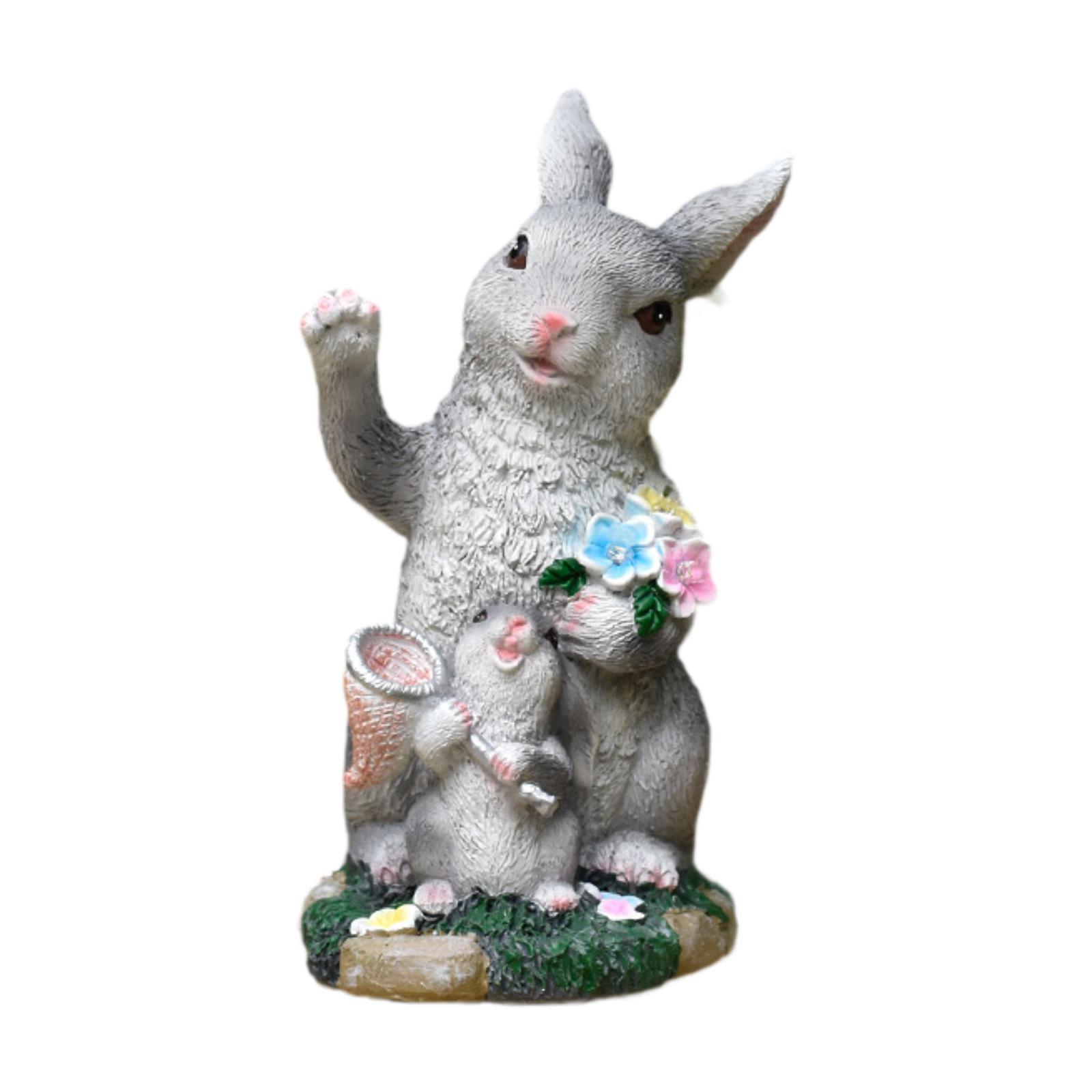 

Cartoon Bunny Solar Light Figurine Weatherproof Rabbit Statue for Lawn Patio Outdoor Landscape Decor серый