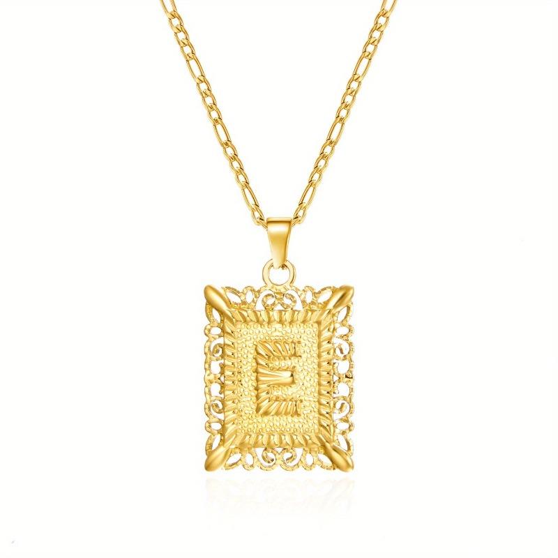 European and American style simple square 26 letter pendant necklace women's personality high-end design jewelry