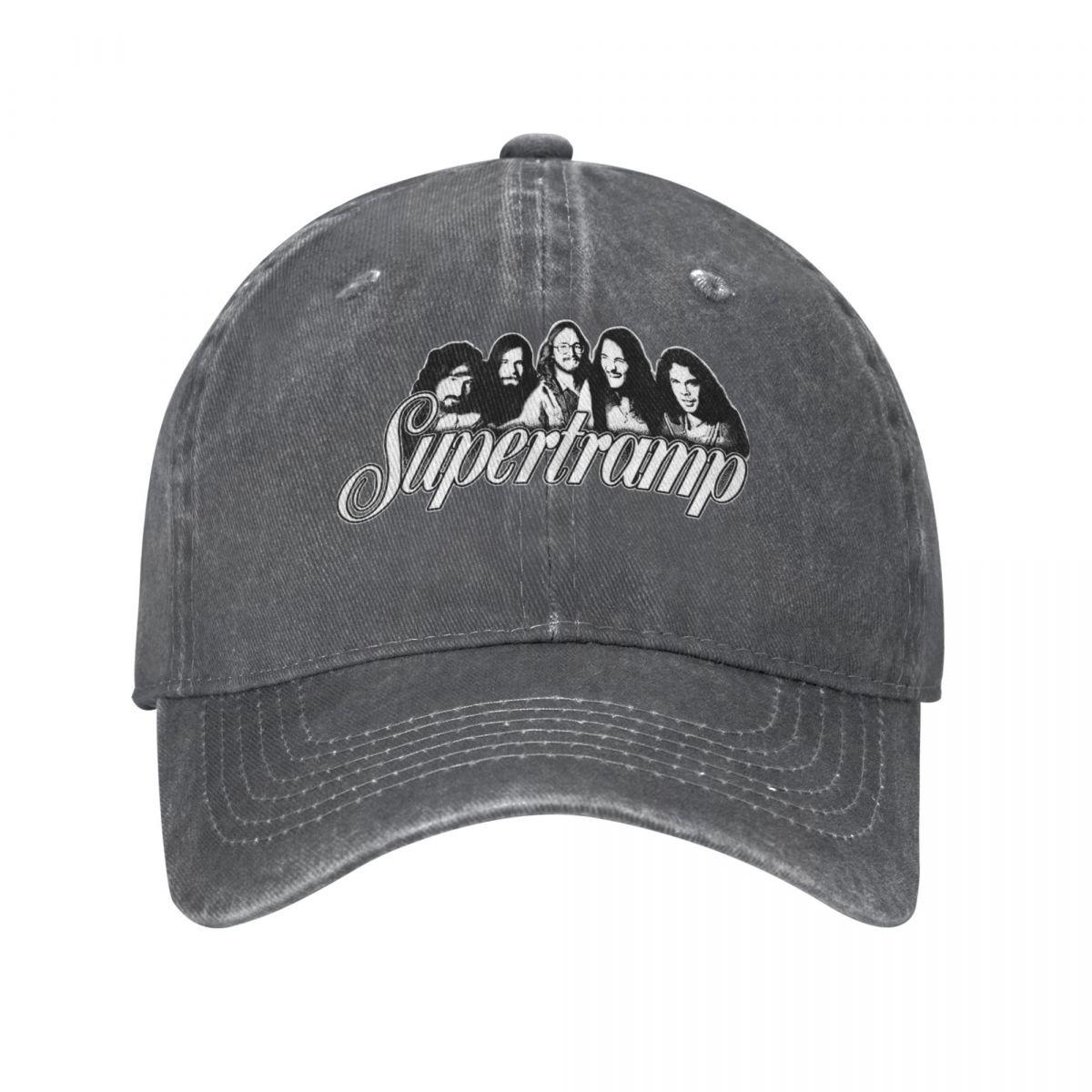 

Supertramp Band Men Women Baseball Cap Distressed Washed Caps Hat Retro Outdoor Activities Adjustable Snapback Hat Adjustable темно-сірий