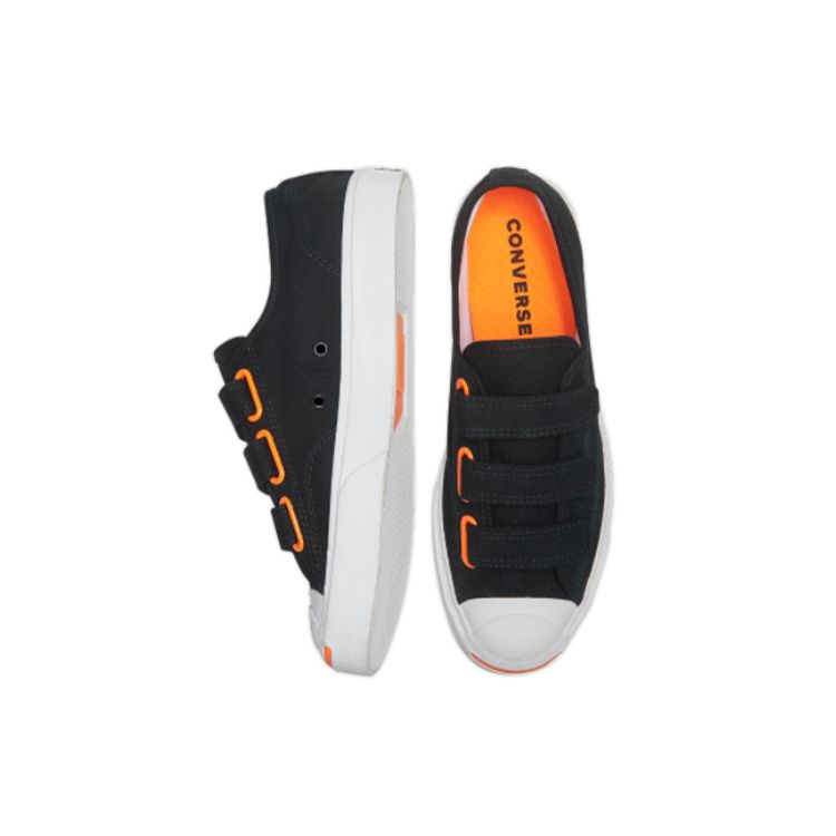 Converse Jack Purcell Low Easy-On Black Total Orange Unisex Sneakers White 168136C