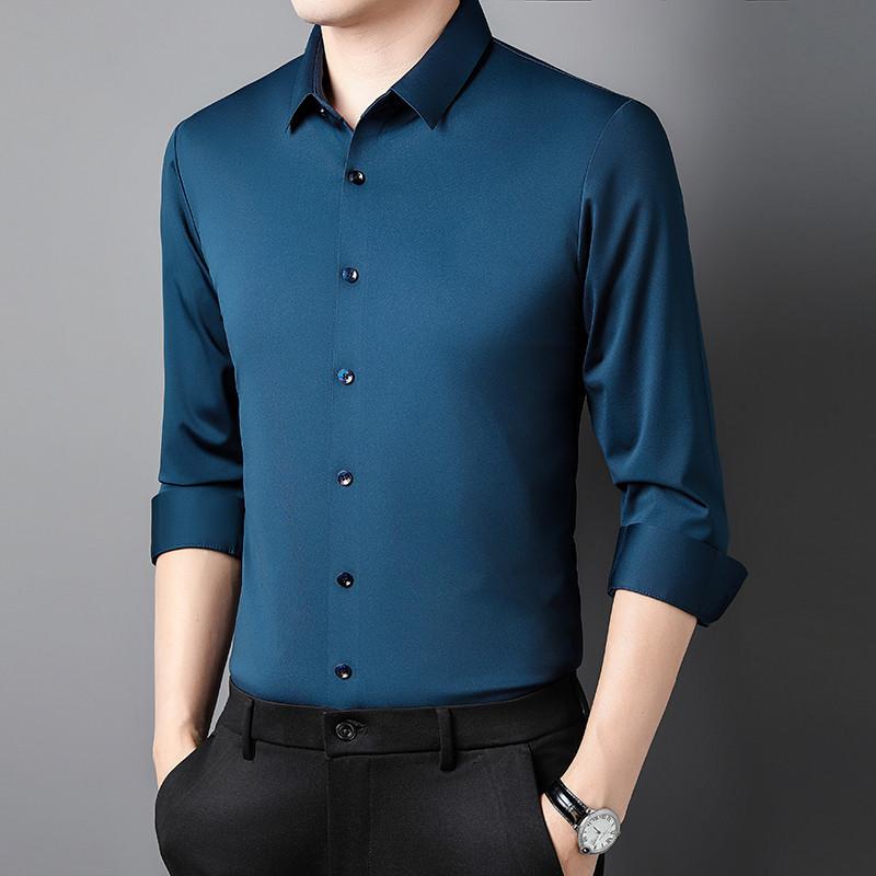 Unberührtes Hemd, Herren, Plüsch, Neue Herbst- und Winterstile, Business Casual Herrenbekleidung, Unifarbe, Dickes warmes Langarmhemd, Herrenhemd