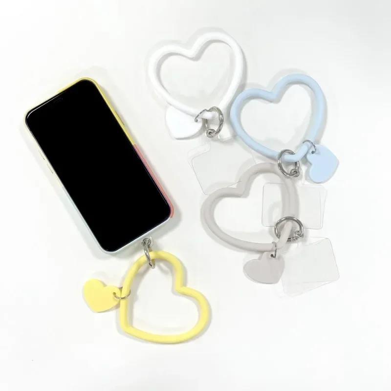 1Pc Silicone Heart Loop Cell Phone Hand DYM Wrist Strap With Key Chain Holder - Universal Mobile Straps For All Smartphones