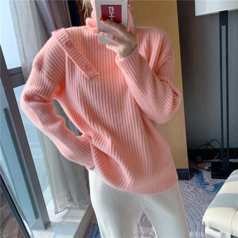 Sweater Pullover Women 2023 Autumn/Winter Candy Versatile Outwear Reduce Age  Korean Long Sleeve High Collar Sweater Female