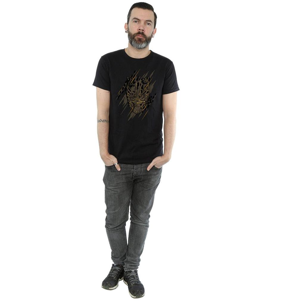 Marvel Mens Black Panther Gold Head T-Shirt
